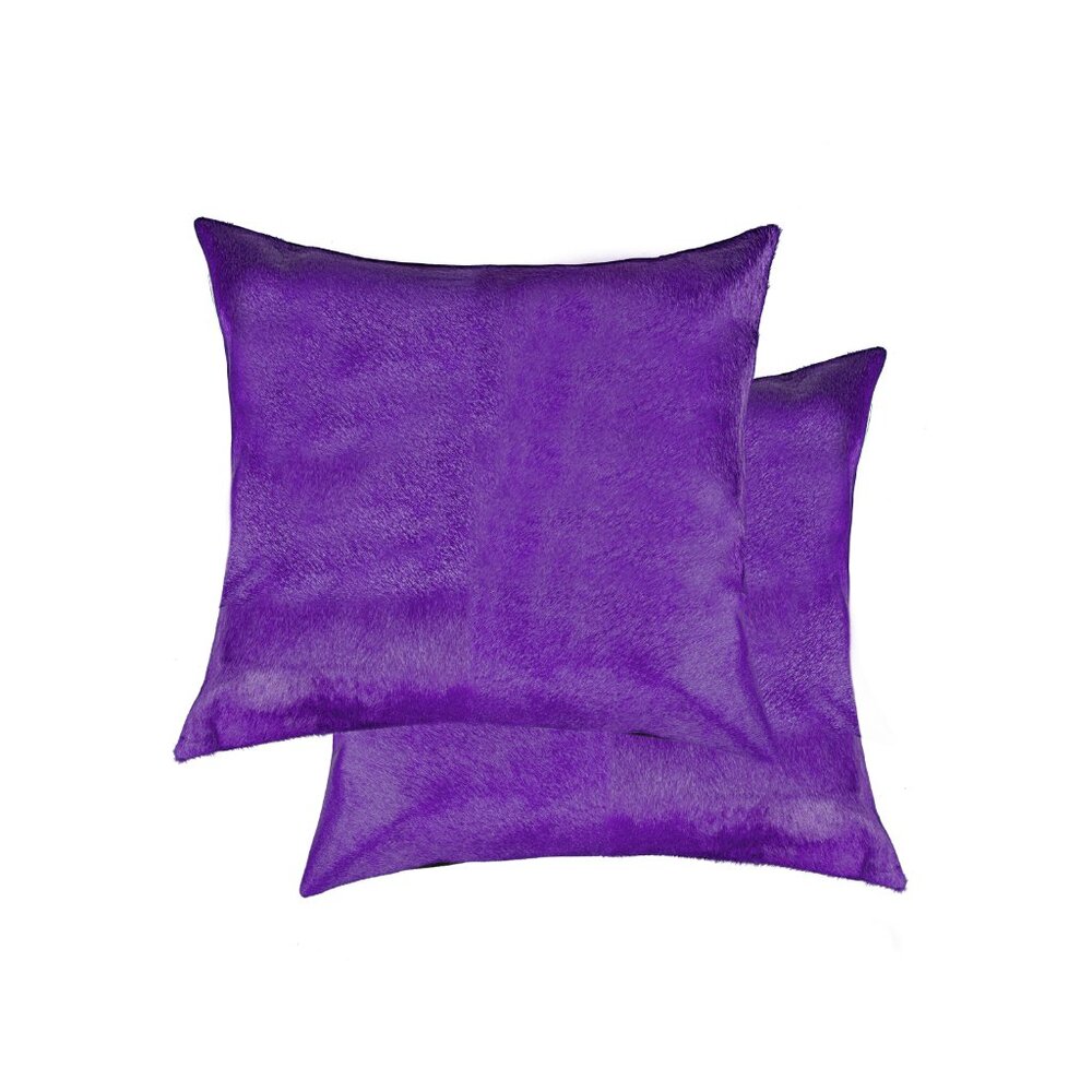 Natural Home Decor Torino Cowhide Pillow | 2-Piece | Purple | 18"x18"